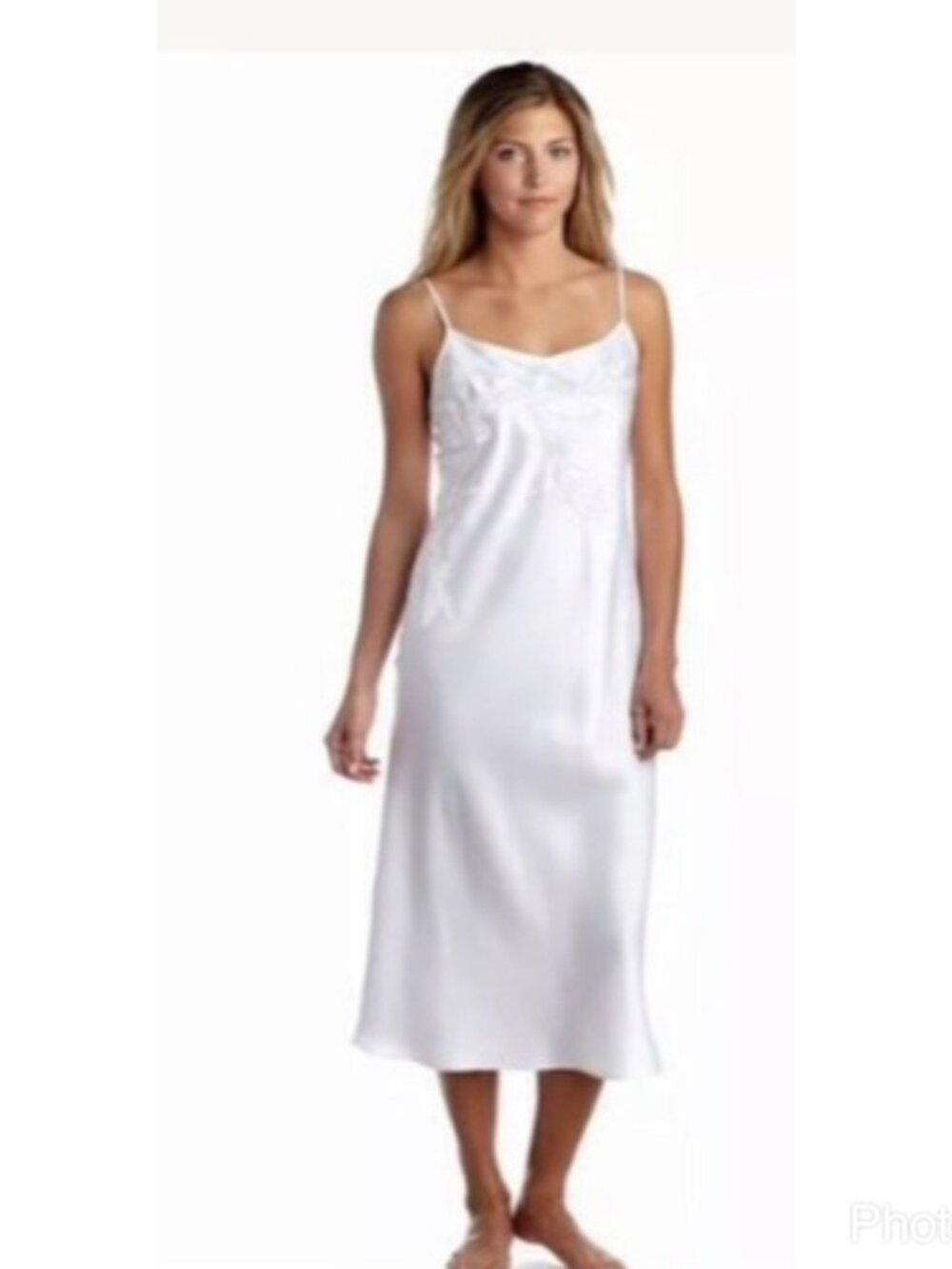 Natori Bridal Group Embroidered Charmeuse Gown Slip Dress L